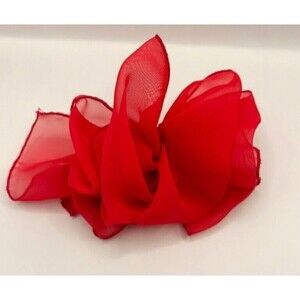 Vintage 80s 90s Big Silky Look Hair Bow Barrette Clip Ribbon pink